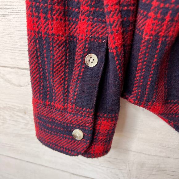 Faherty Shirt Womens Size Small Navy & Red Legend in Arlington Plaid Button Down - Picture 11 of 16